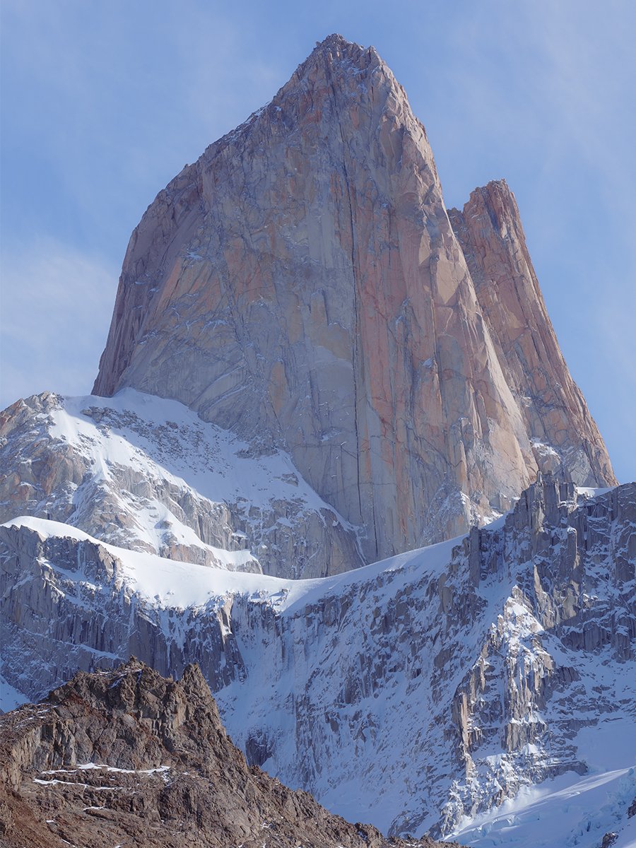 Photographie zoomée du Fitz Roy en Patagonie