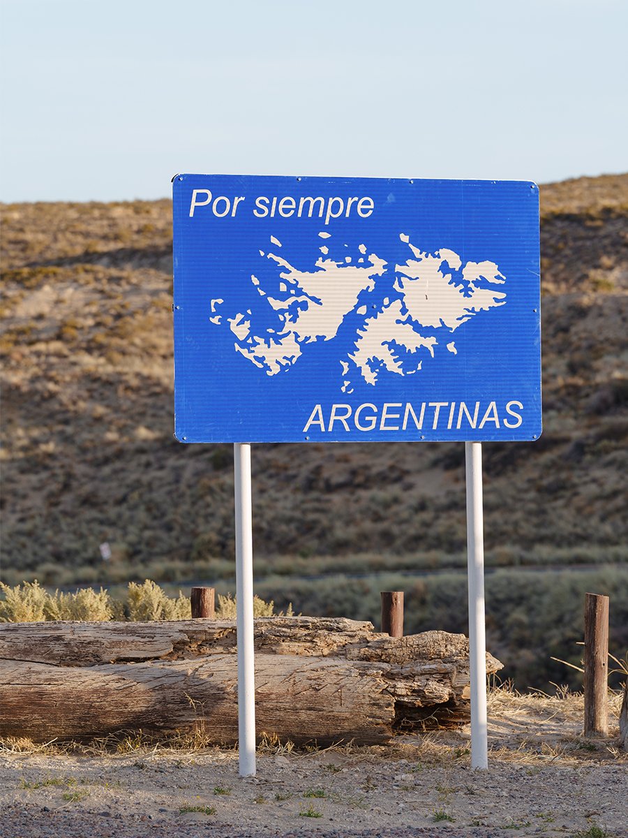 Photographie d'un panneau en Patagonie